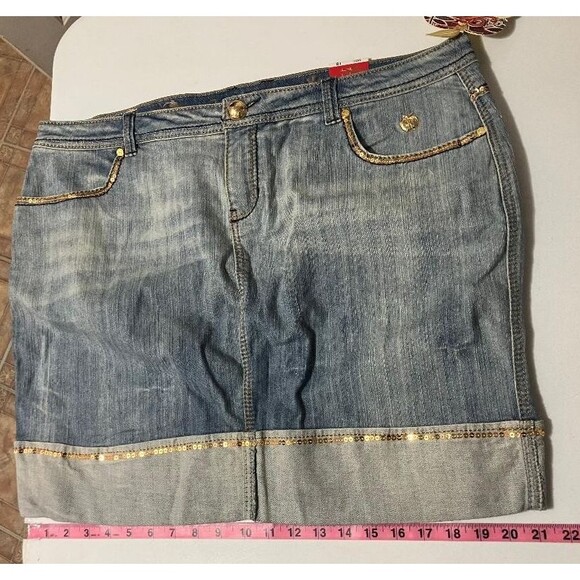 Apple Bottoms Y2K Women’s Size 18 Low Rise 4-Pocket Blue Denim Tribal Revival - Picture 10 of 11